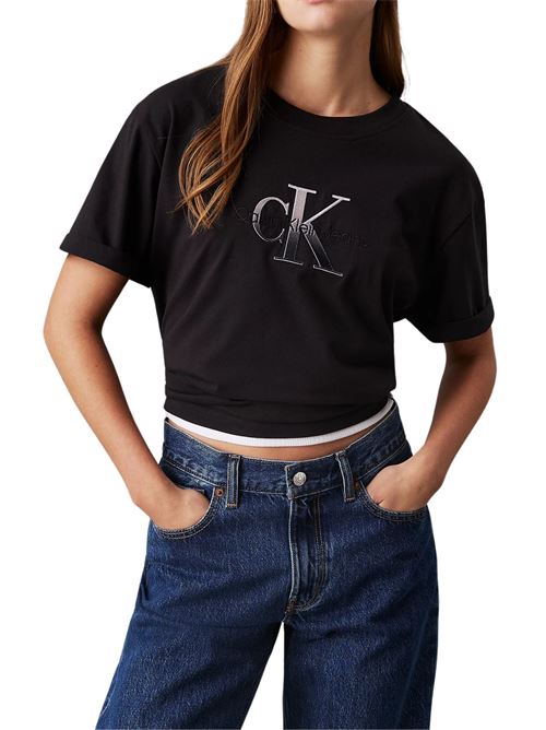 T-shirt nera in cotone Calvin Klein Jeans | J20J224798BEH